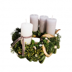 Virágküldés Budapest- Adventi Fehér-Szürke Gyertyával